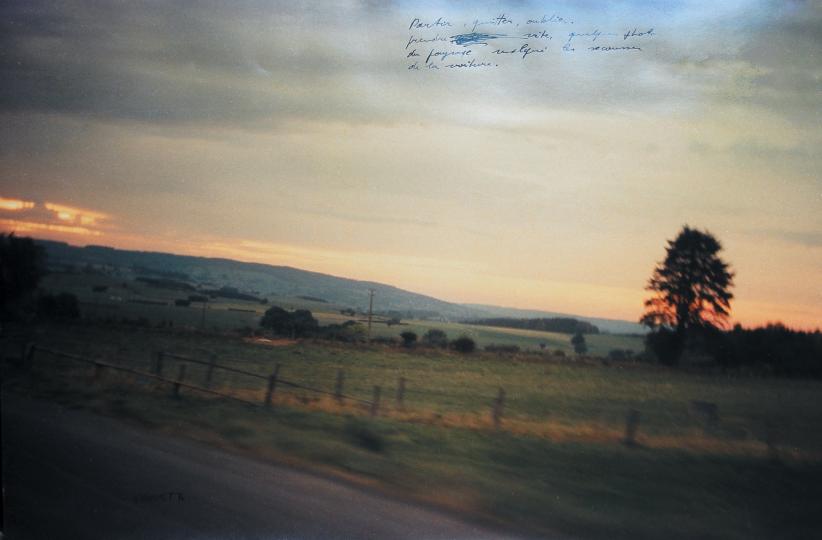 photo d'un paysage au crépuscule arbre, clôture 