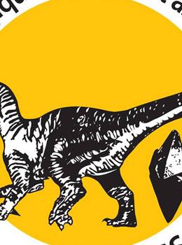 affiche d'un dessin de dinosaure sur fond jaune