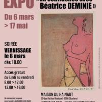 affiche rose avec le dessin de la silhouette d'un buste de femme nue de profil